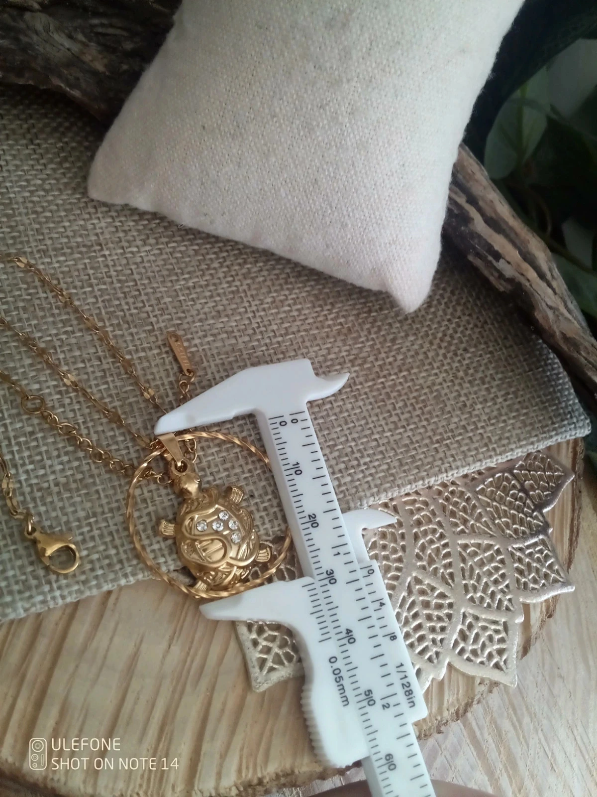 Collier tortue acier doré avec zirconium – photo 2